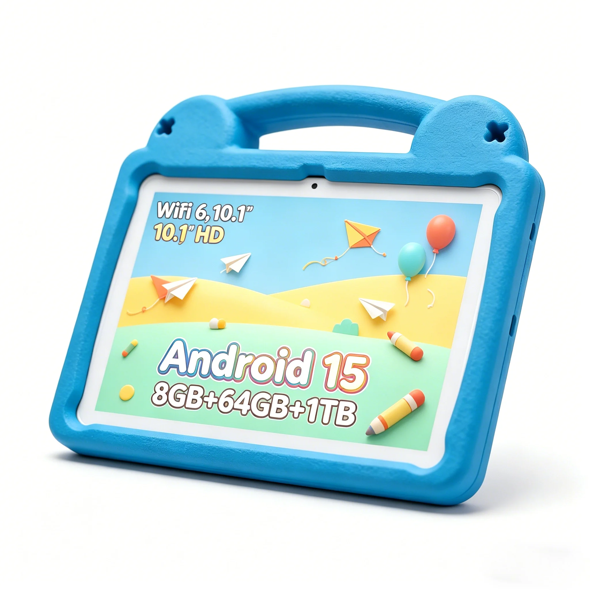 Paitanry 10.1" Children's Learning Tablet Android 15 8GB RAM 64GB ROM Shockproof Case Eye Protection with Google Play for Kids