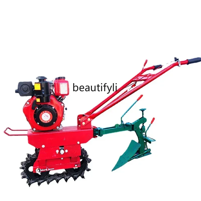 

yj15 Chain Track Micro-Tiller Single Wheel Soil Preparation Machine, Hard Land Furrowing Machine, Fertilizer Seeder