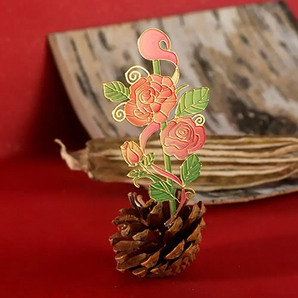 Marcapáginas de flores de Metal, marcapáginas con diseño de flores para estudiantes, papelería de lectura, marcas de libros de estilo chino, Clip para libros de lectura, escuela y oficina