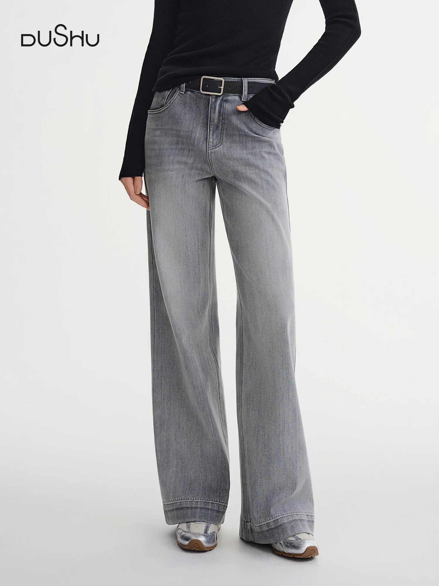 DUSHU Plus Size Women's Perfect Stretch High Waist Straight Leg Jeans Autumn Winter 2025 New Casual Comfort Trousers Pants