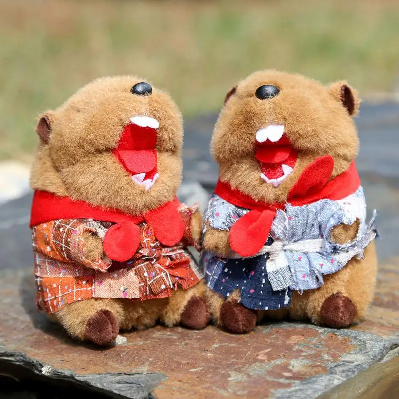 Porte-clés poupée en peluche marmotte réaliste, mignon, pendentif Animal en peluche, sac à dos, tentures, cadeaux de décoration