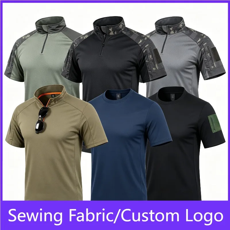 Summer Tactical Shirt for Men Lightweight Moisture Wicking 1/4 Zip Stand Collar for Hiking Trekking Fishing Work Casual Wear