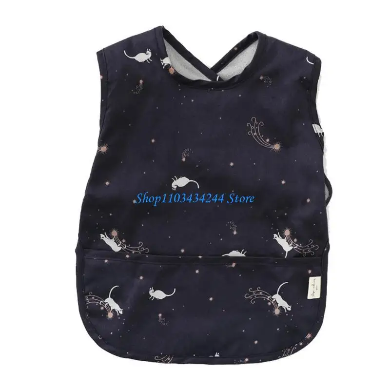 

Baby Drool Bib Burp Cloth with Pocket Bag Sleeveless Waterproof Feeding Cloth