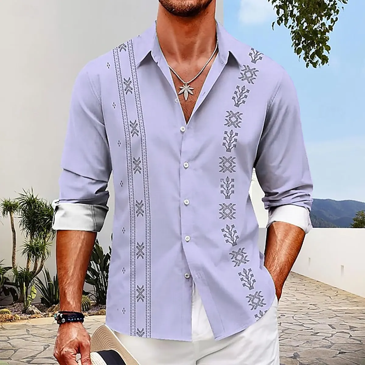 Men's new striped Hawaii resort HD printing shirt high-quality casual shirt high size XS-6XL fast delivery