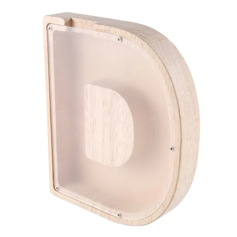 1 Piece Wooden Letter Piggy Bank English Alphabet Savings Jar Clear Glass Coin Saving Jar D