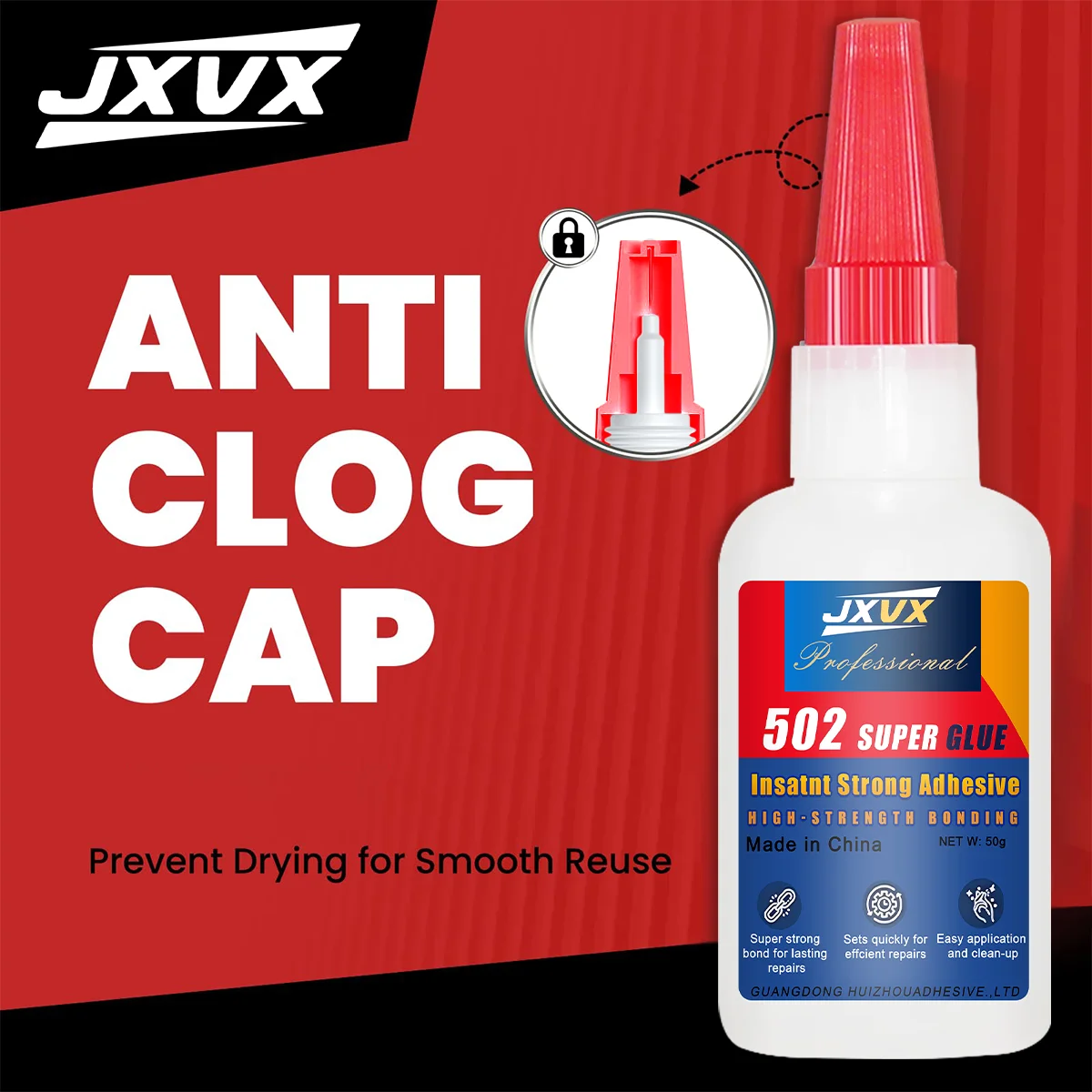 502 Super-Sekundenkleber, schnell trocknend, Cyanacrylat-Klebstoff, Leder, Holz, Metall, Kunststoffe, starker Flüssigkleber, Werkzeug, Sekundenkleber, wasserfest, 50 g transparenter Reparaturkleber