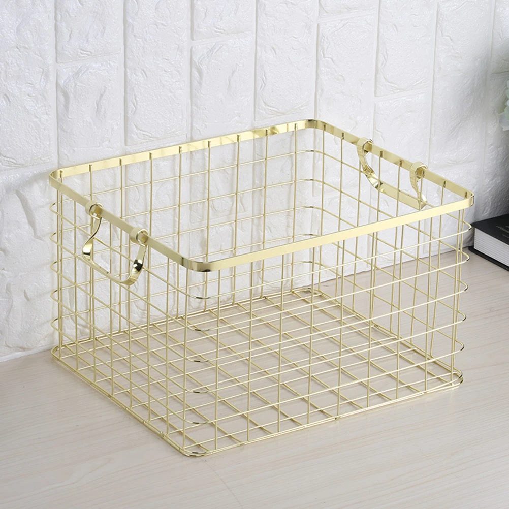 

1pc Storage Basket Iron Heavy Duty Corrosion Resistant Wear Resistant Laundry Hamper Household Multi Purpose Container for Home