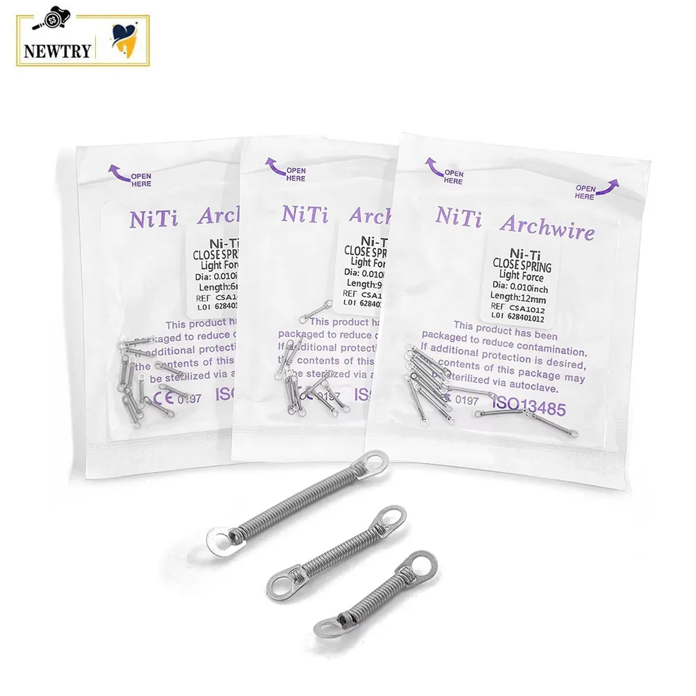 10 Packs/100Pcs Orthodontic Niti Close Coil Spring 6/9/12/15mm Dental Oral Bracket Elastic Pull Ring With Eyelet 008/010/012/014