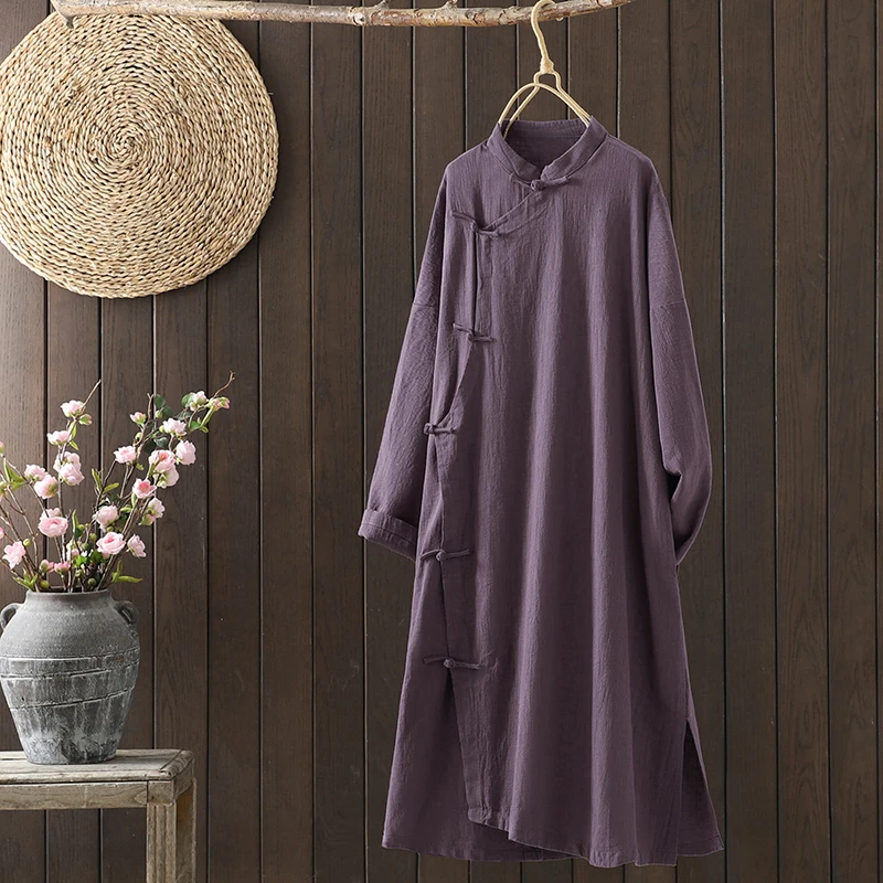 

New Autumn Chinese Sle Women's Dr Cotton Linen Asymmetrical Zen Intentions Long Skirt High Waist Traditional Costume