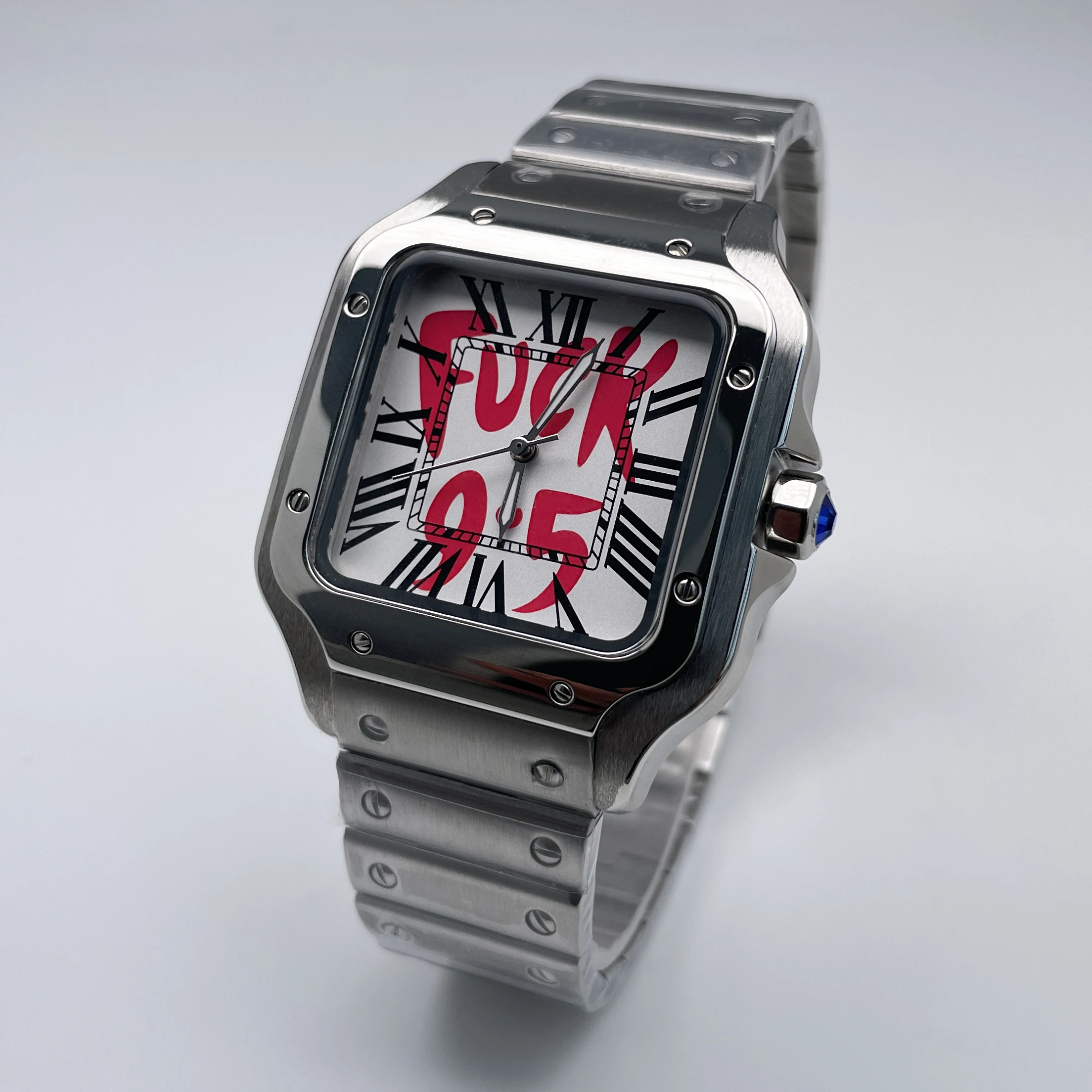 Klassische Quadratische Luxus-Herrenuhr 38mm NH35 Automatikwerk Ohne Datum Silbernes Edelstahl-Armband Herren Alltagsuhr Luxus