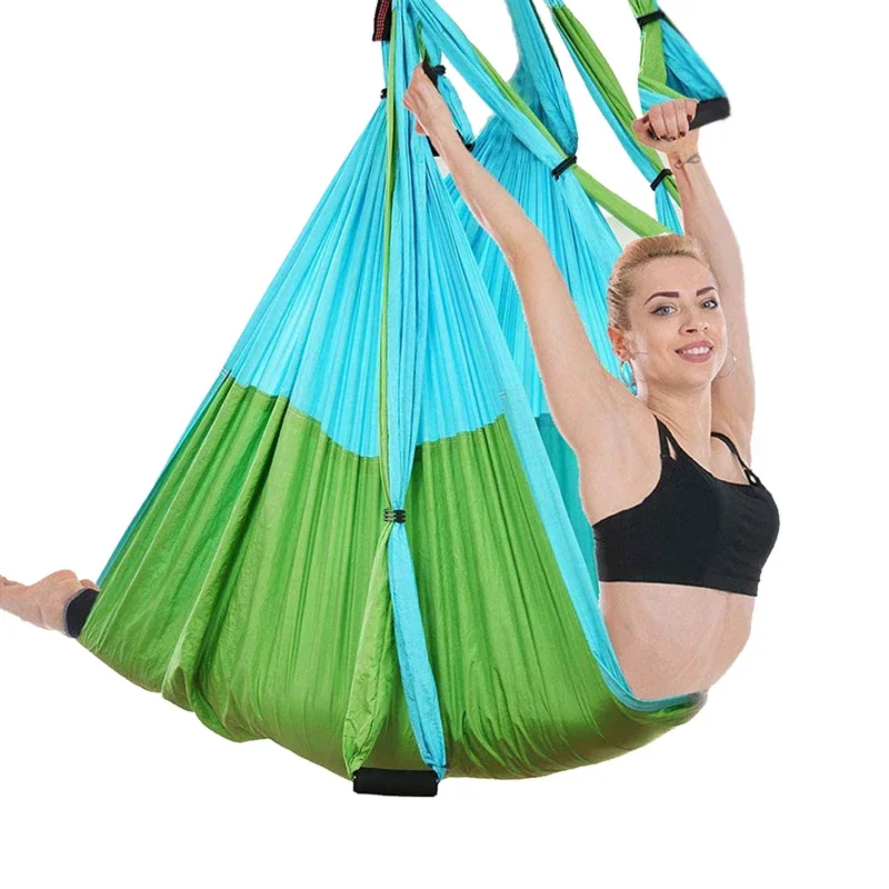 6 Handles Aerial Yoga Hammock Swing Outdoor Indoor Antigravity Hanging Sling Yoga Pilates Trapeze Inversion Exercises+Carry Bag