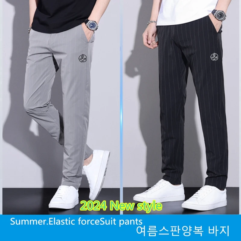 

2024 Summer Men Golf Trousers Sports Golf Wear Ultra Thin Elasticity Quick Dry Men Tennis Golf Pants Business Leisure Suit Pants