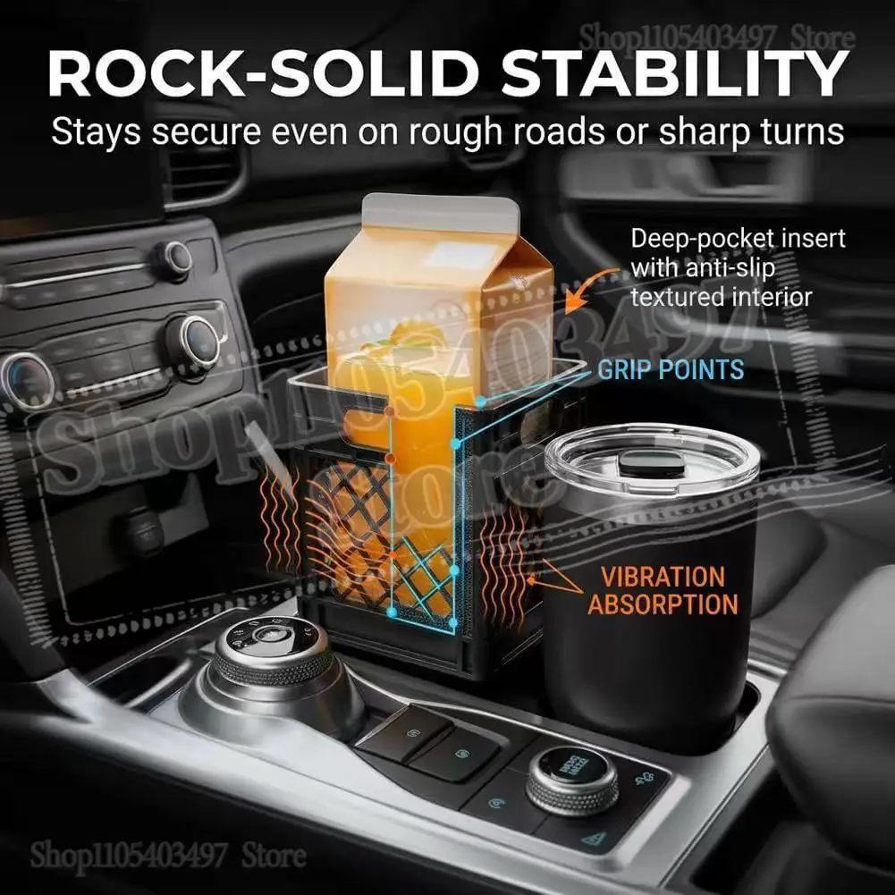 Half Gallon Jug Car Cup Holder Mount Shockproof Stable Car Cup Expander Space Saving Nonslip Base Center Console Cup Holder