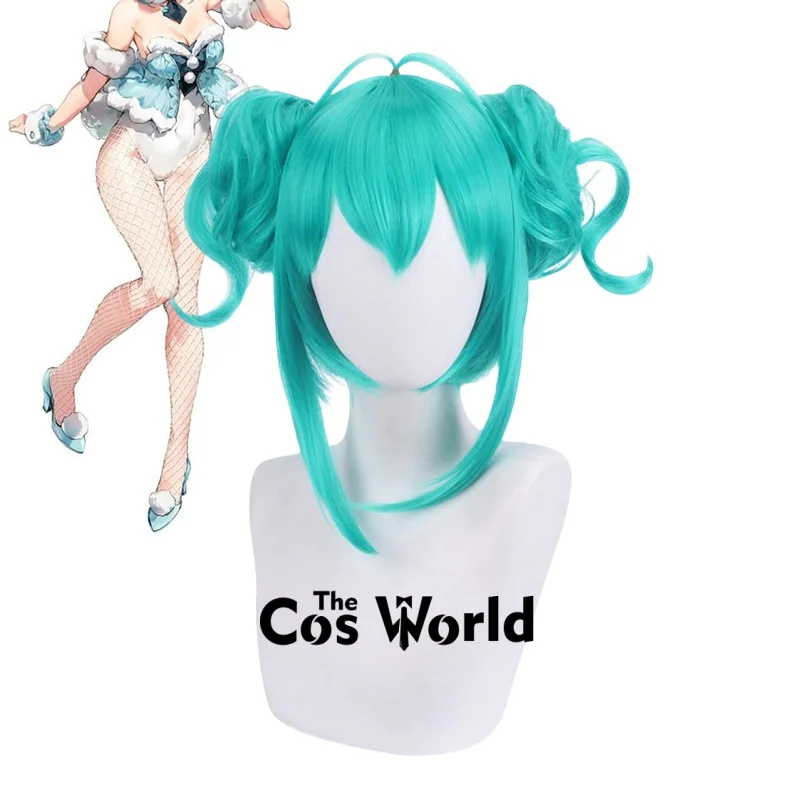 Peruca de Cosplay de Halloween Miku Coelho Branco 50cm/19polegadas Longa Cacheada com Cabelo Sintético + Touca de Peruca