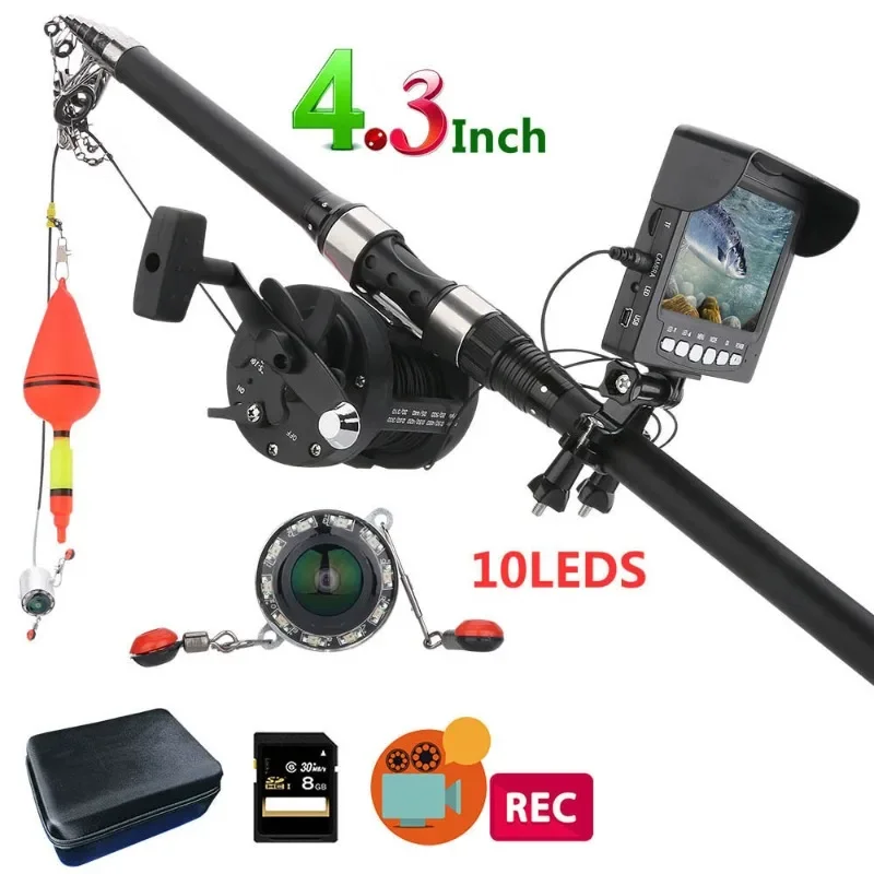 Fish finder Underwater fishing camera 4.3 inch DVR monitor LED night vision wide-angle boat fishing camera