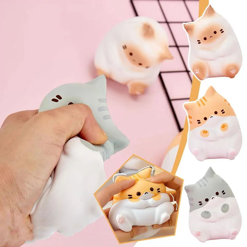 Squeeze Cat Toy Cartoon Kawaii Cat Rebound Rising Animal Toy Stress Relief Ball Adornment For Girls Room