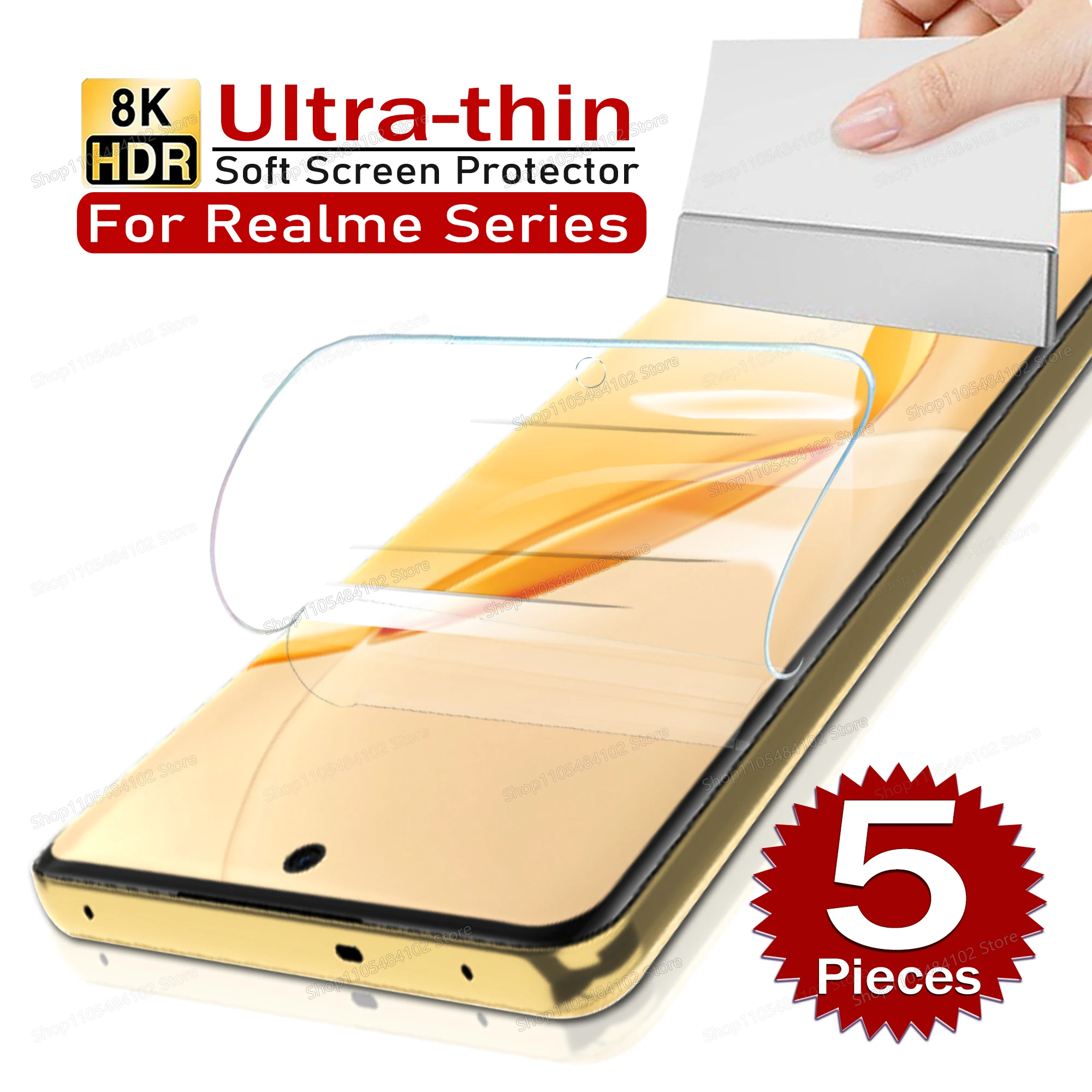 5 szt. Cienka folia hydrożelowa do Realme 16 15 14 13 12 11 Pro Plus Lite 14T 15T, ochraniacz ekranu do Realme…