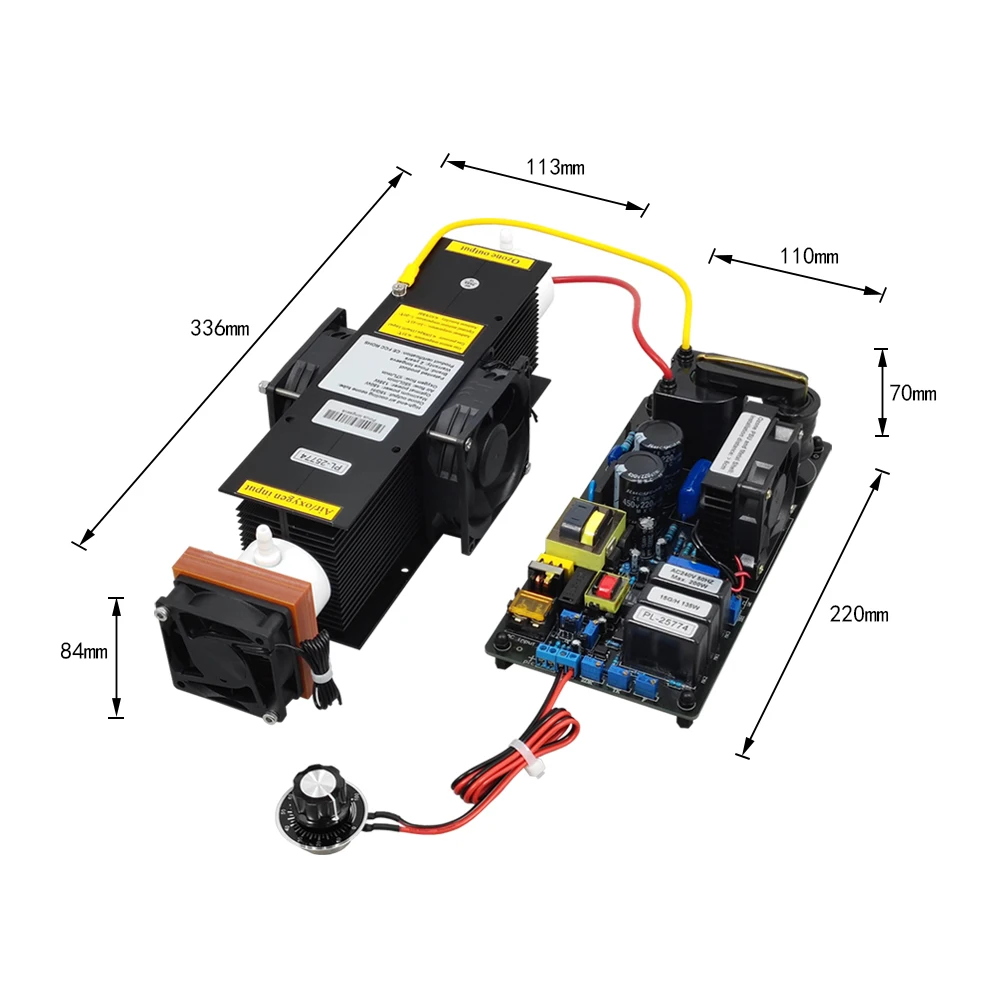 CE FCC ROHS Patented product 15G/H 15grams adjustable ozone generator kit Inside and outside double air cooling With cooling fan