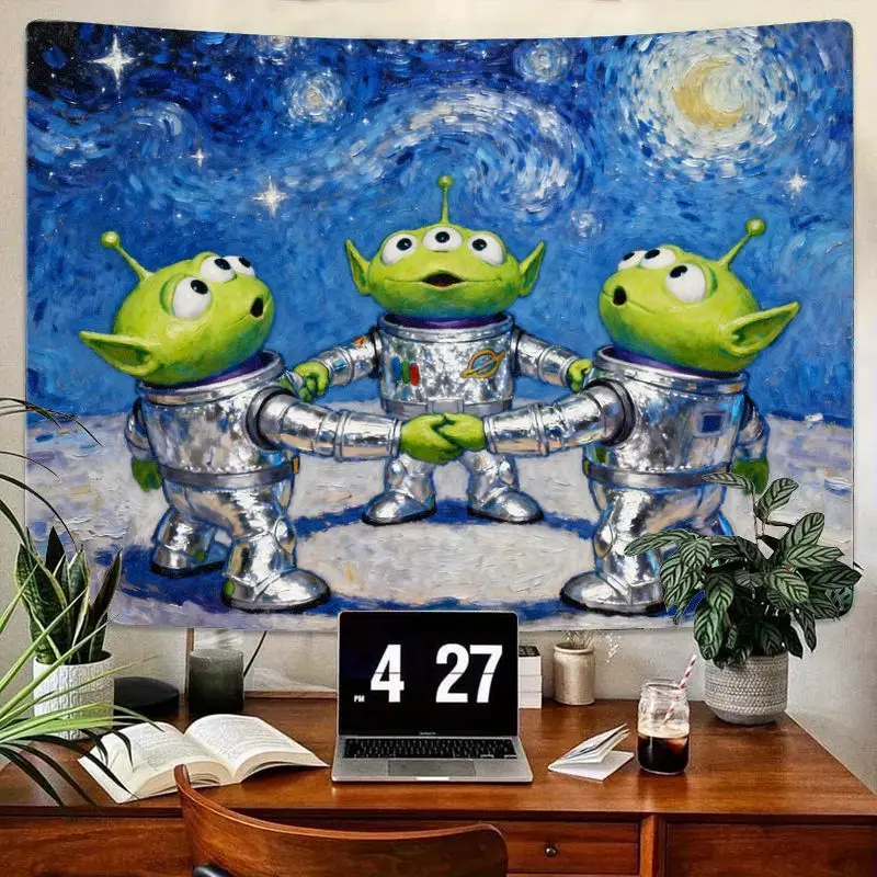 

1 шт. История игрушек LGM Чужой гобелен Ван Гог Звездная ночь астронавт настенное искусство эстетический декор комнаты подарок для фанатов космоса детская спальня