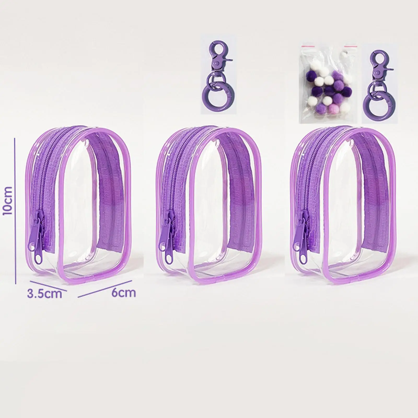 PVC Collectibles Display Case Clear Doll Storage Bag with Soft Balls Keychain for Small Dolls and Accessories