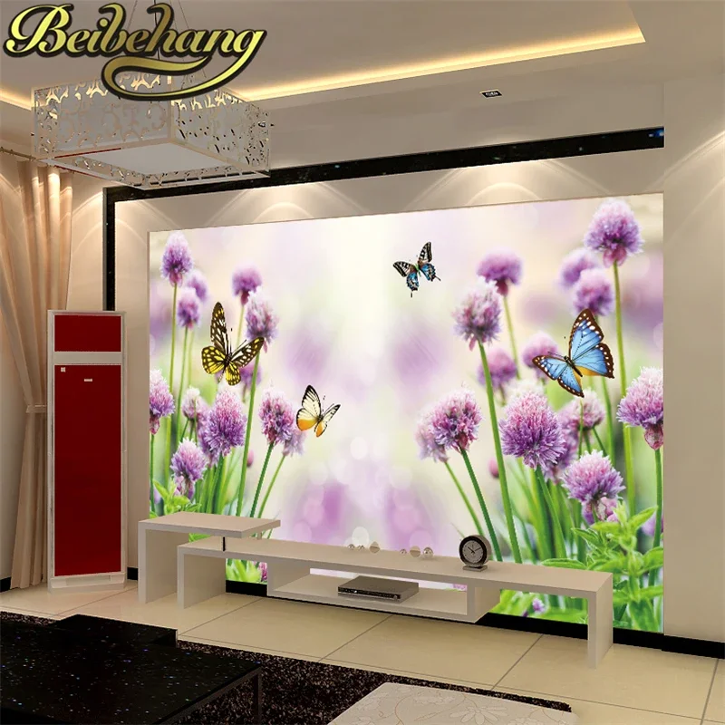beibehang modern bedroom living room TV backdrop mural custom mural wallpaper romantic dandelion 3d papel de parede para sala