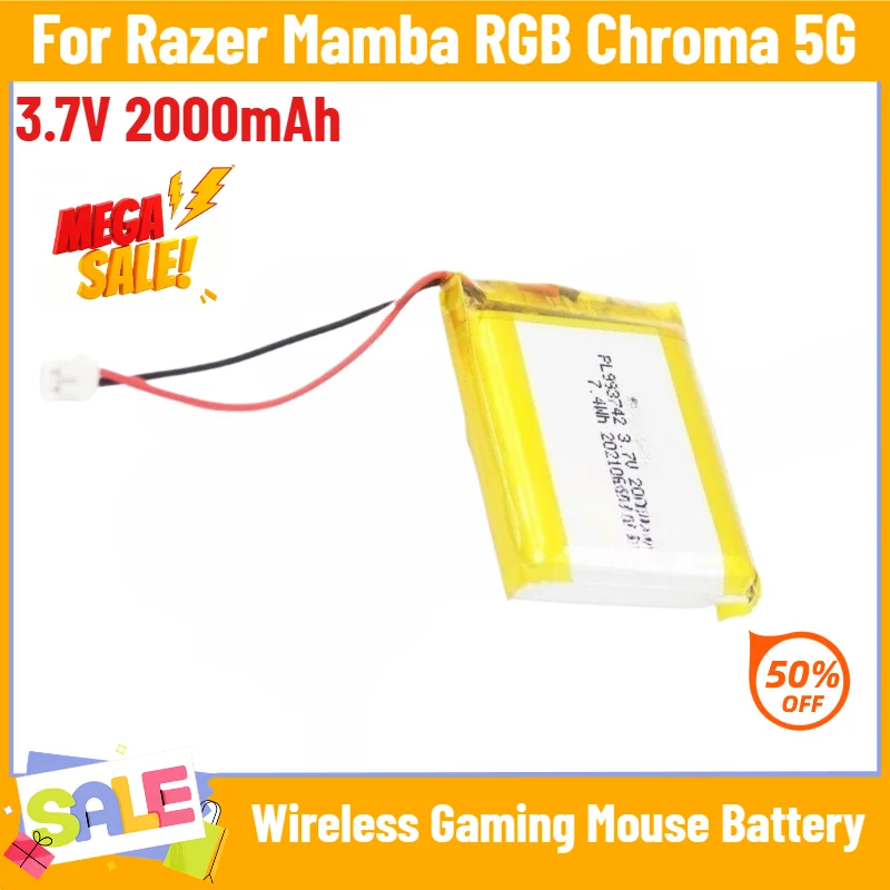 3.7V 2000mAh Battery For Razer Mamba RGB Chroma 5G Wireless Gaming Mouse High Quality Replacement Battery