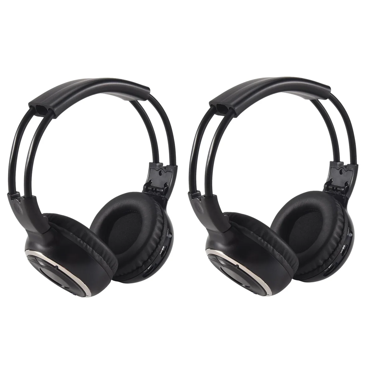 Neu 2 x Doppel-Infrarot-Stereo-Headset für kabellose Kopfhörer, IR-Auto-DVD-Player, Kopfstütze, Schwarz