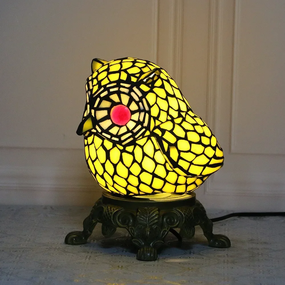 Cross-border Delivery Tiffany LED Parrot Desk Lamp Business Gift Holiday Gift European Children's Cartoon Night Light