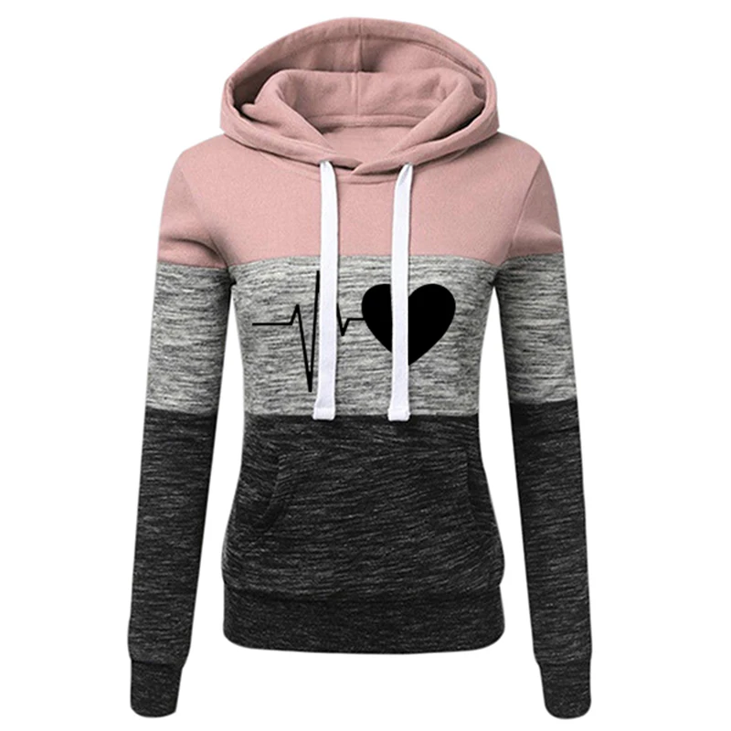 Hooded Shirt Outdoors Hoodies Women Sweatshirts Jogging Fashion Pullover 2024 Casual Color Block Long Sleeve Slim Spring Women's