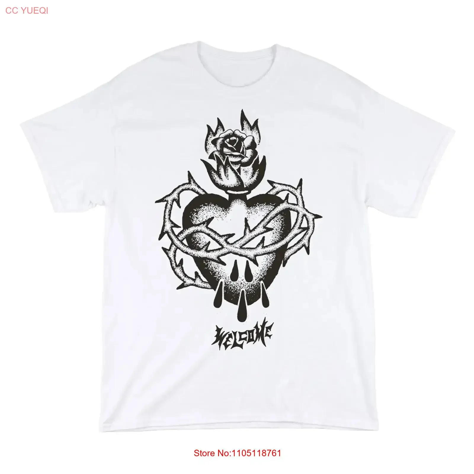 Welcome Skateboards T Shirt Hallowed White vintage Washed streetwear Soft Stylish homme Unisex Casual Stretched Versatile