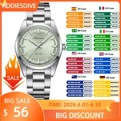ADDIESDIVE 36MM Simple Stainless Steel Men's Watch Bubble Mirror Glass Luxury Quartz Watches 100M Waterproof AD2066 Reloj Hombre