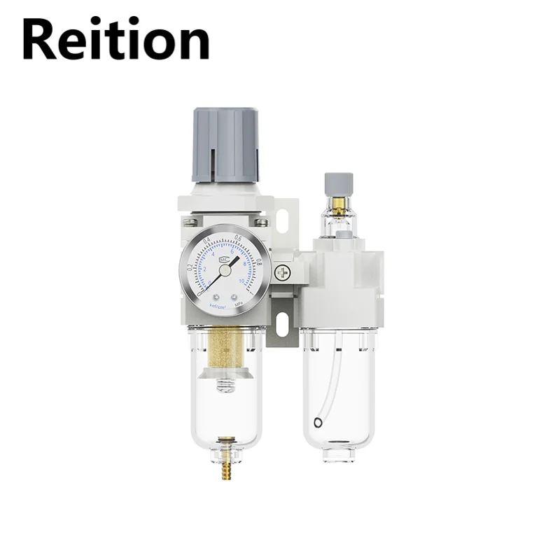 Air Source Processor AFR+AF Duplex AFC2000 Air Pressure Regulating Valve +Fittings 8mm-02 Oil Water Separation Filter Thread1/4