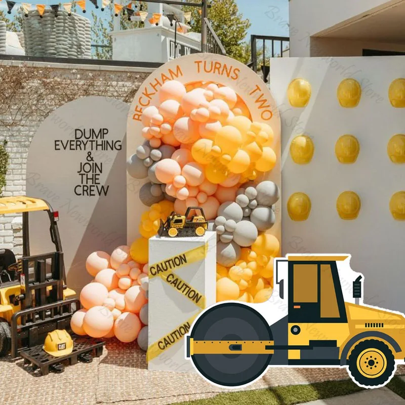 Construction Party Excavator Bulldozer Cutouts Foam Board Under Construction Boy Birthday Party Backdrop Props