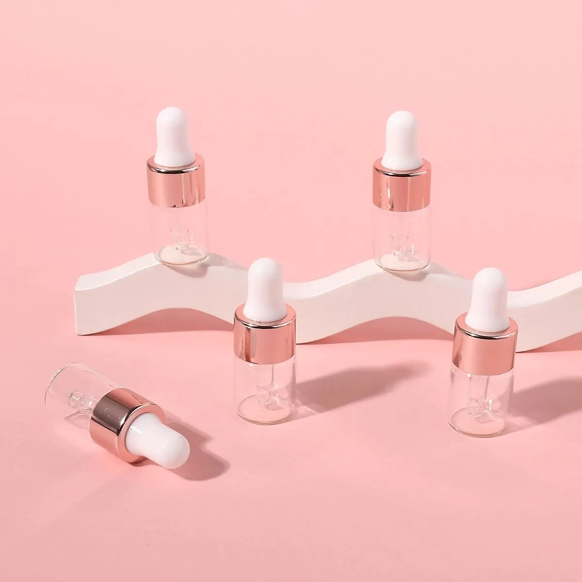 10/20pcs 1/2/3/5mlローズゴールドガラスドロッパーボトルセット