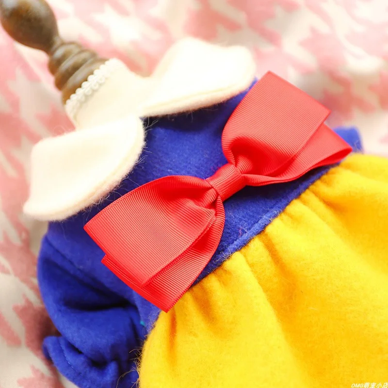 1PC pet clothing autumn and winter doll collar red, yellow, blue princess dress suitable for small and medium-sized dogs