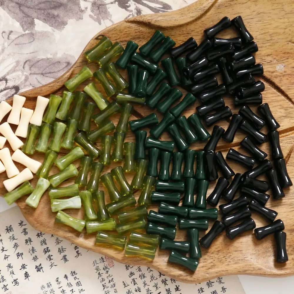 10pcs/Bag Loose Beads Bamboo Shape Beads DIY Crafts Jewelry Making Lampwork Beads Bracelet Making Kit Handmade Acrylic Beads DIY