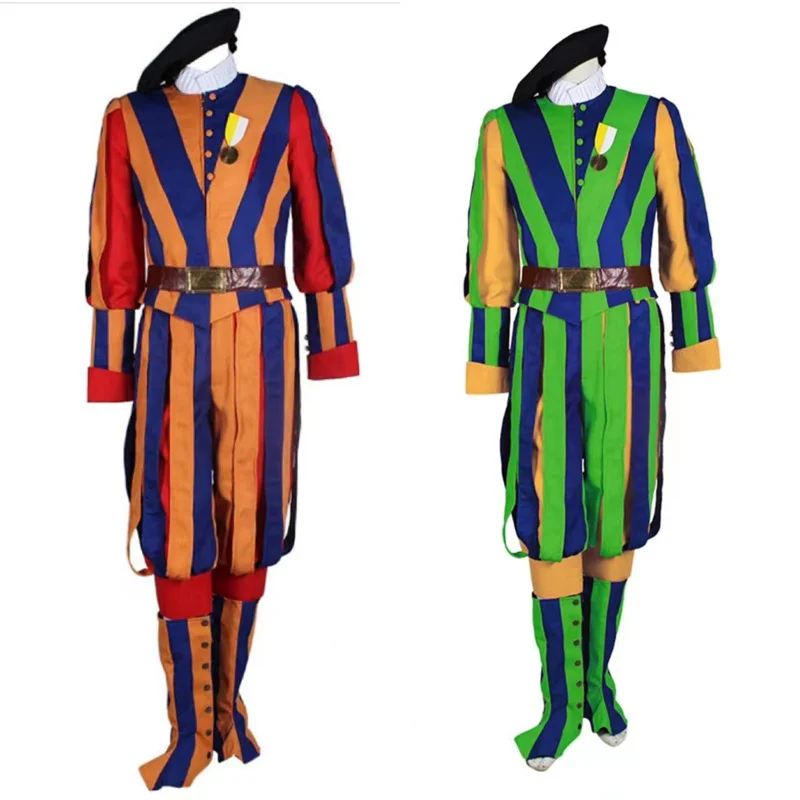 

Switzerland Soldiers Cosplay Costume Papal Swiss Guard Suit Halloween Carnival Uniform Custom Made