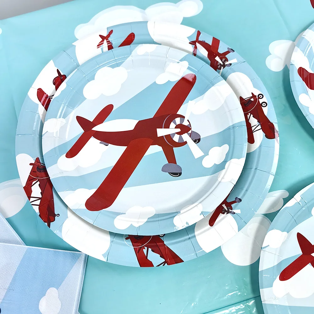 Airplane Balloon Set For Birthday Party Decoration 32inch Blue Number Balloon Cloud Balloon Plane Party Supplies