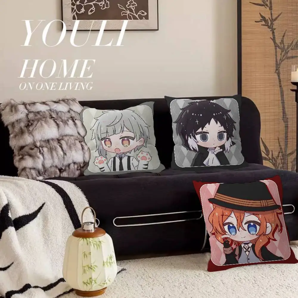 Anime Bungo Stray Dogs Cushion Cover Car Throw Pillow Case For Sofa Car Christmas Gift 40x40cm 45x45cm