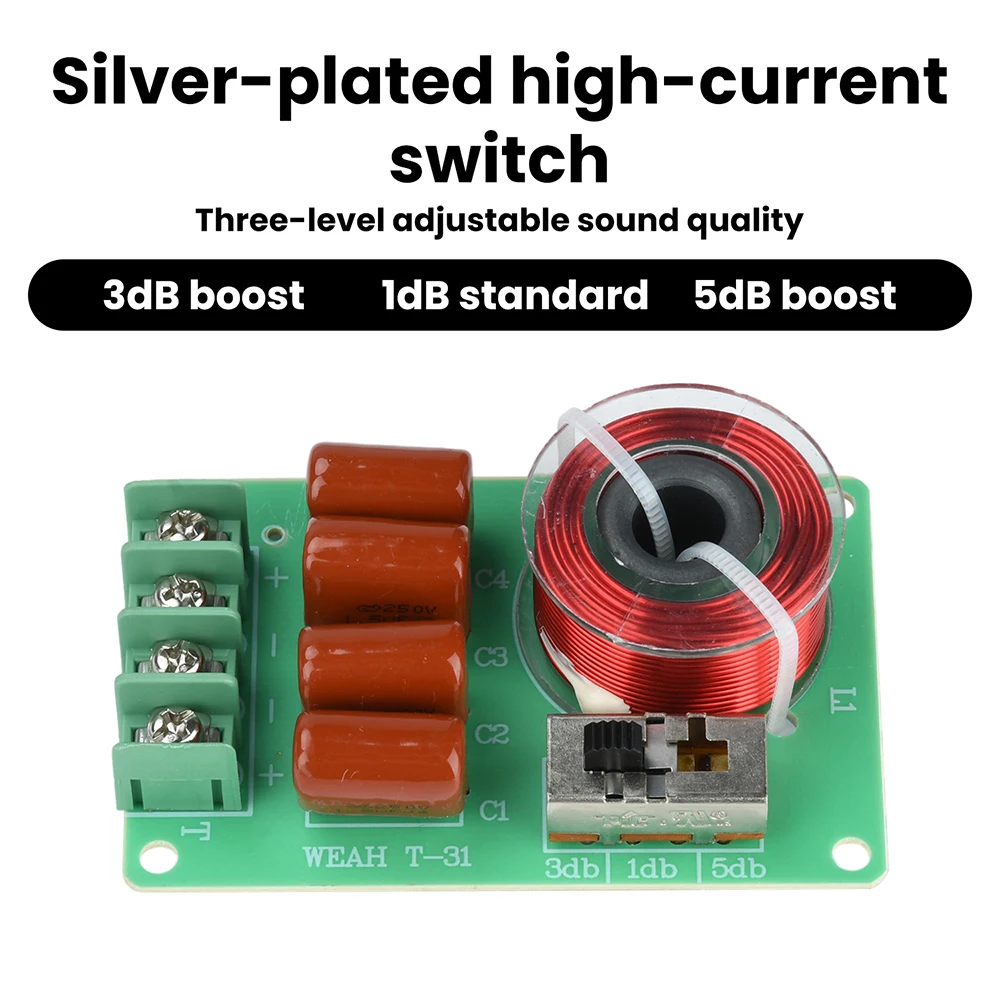 100W Adjustable Frequency Divider Board Premium CBB Capacitors High-Temperature Inductors for Home Theater Car Audio Speaker