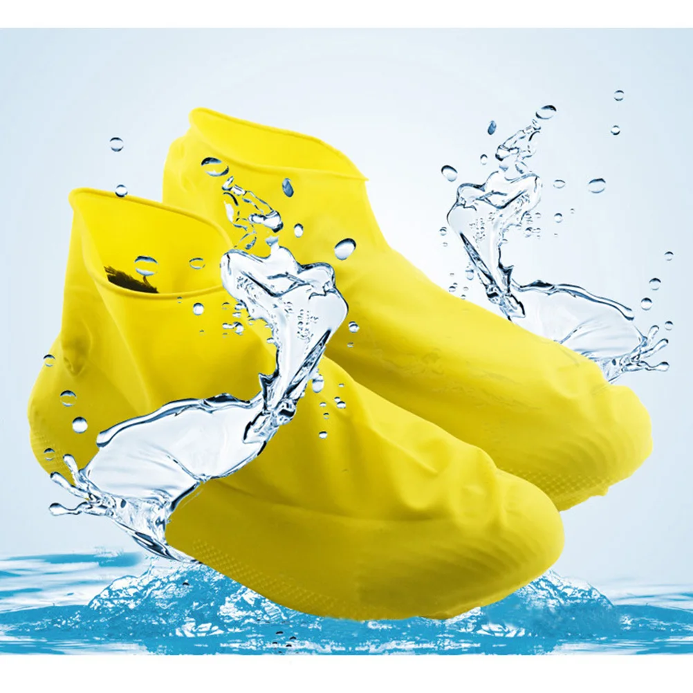 

Unisex Disposable Latex Waterproof Elastic Boot Covers Size L Yellow Non-Slip Shoe Covers Rain Snow Outdoor Protection