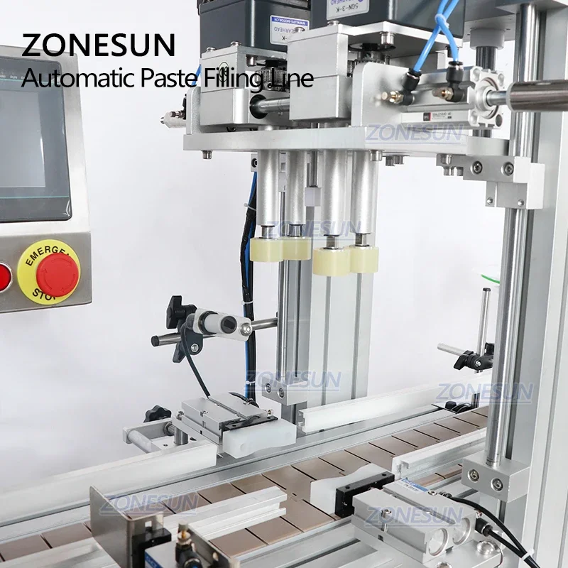 ZONESUN ZS-FAL180R10 Desktop Pompa Piston Kepala Ganda Pasta Pengisian Capping dan Jalur Mesin Pelabelan