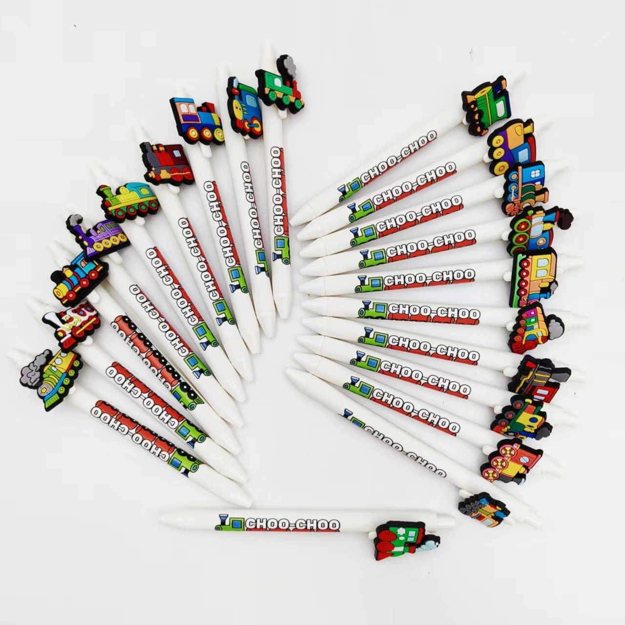 

11pcs/17pcs train styling theme patch ballpoint pen white series train printing pattern gel pen