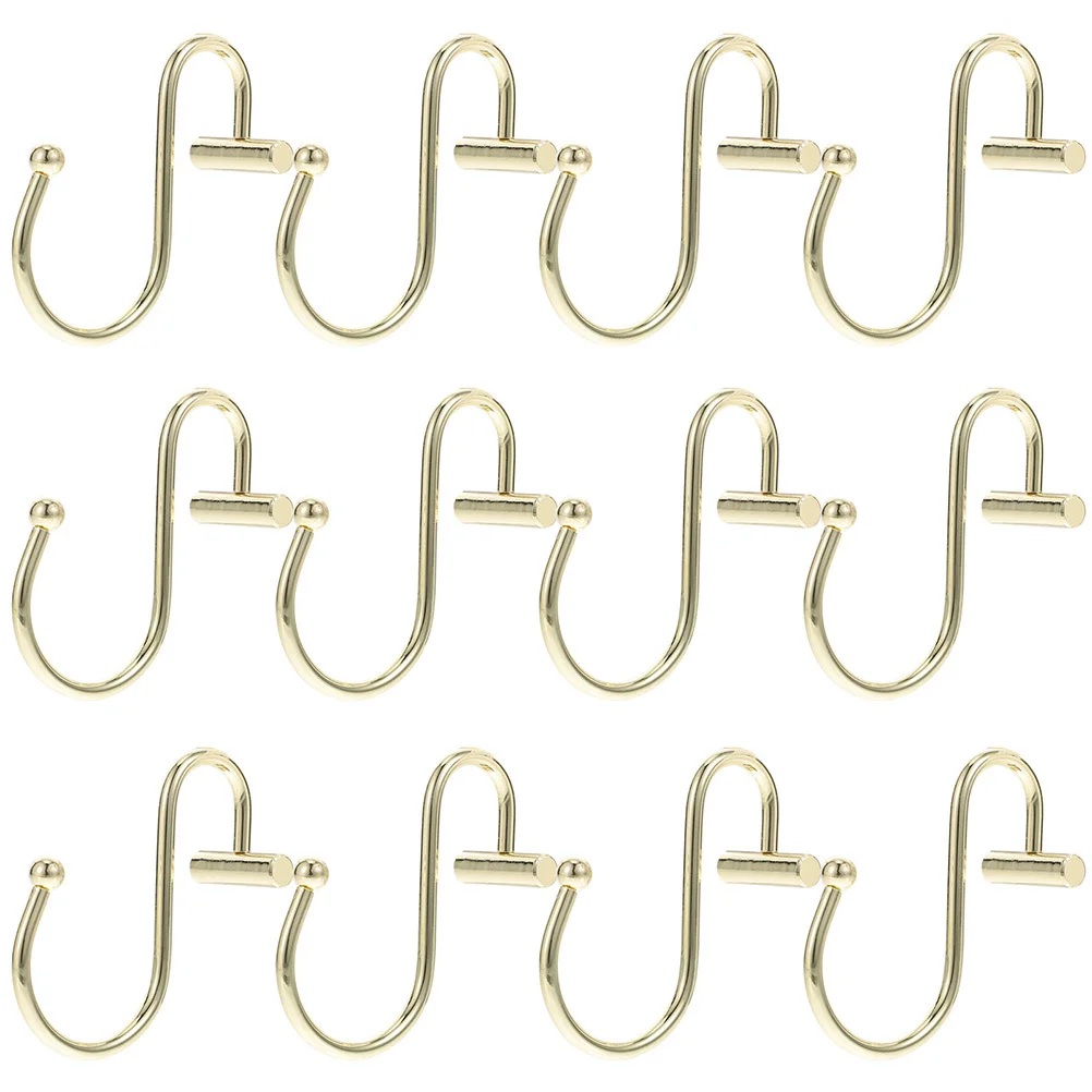 24 قطعة خطاطيف ستائر الدش شماعات معدنية مزخرفة مقاطع حديد مقاومة للصدأ للحمام حوض الاستحمام ستائر المنزلية #1