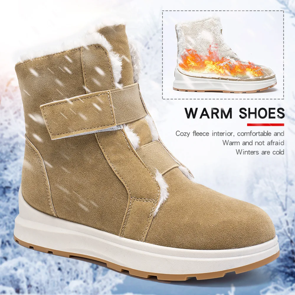 

Snow Boots Winter Women's Velcro Boots with Fleece Mid-tube Warm Cotton Shoes Cotton Boots Zapatillas De Mujer Hot Selling