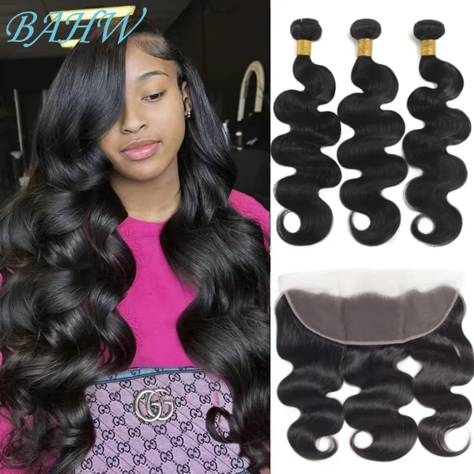 

Малайзийские пучки волос Body Wave с фронтальным кружевом 13x4, натуральные волосы Body Wave, 1/2/3/4 пучка с прозрачным фронтальным кружевом 13x4