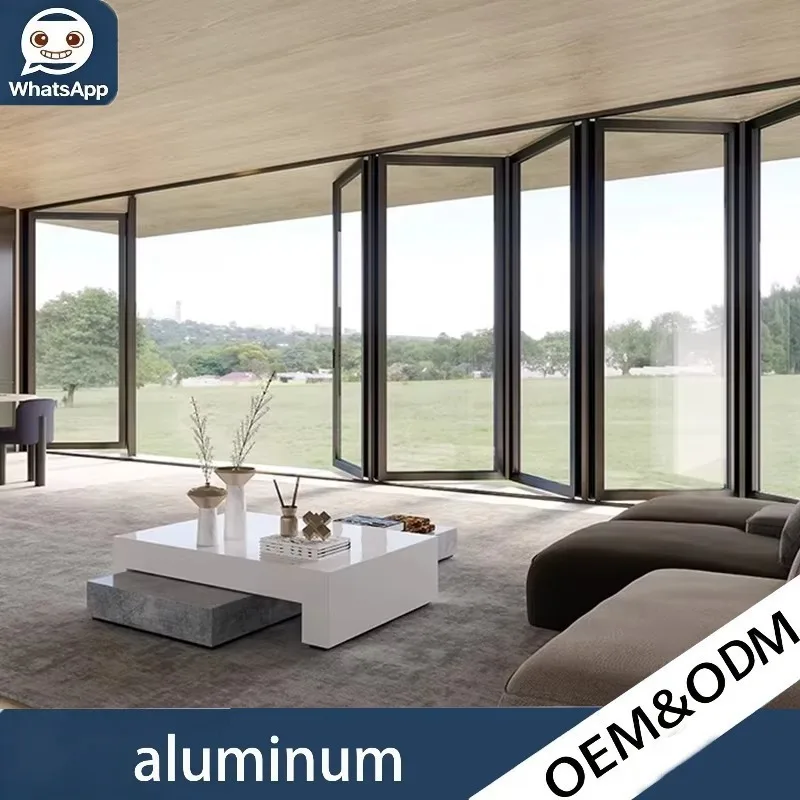 Customizable Size Modern Vertical Aluminum Alloy Folding Window Door Soundproof UV Protection Indoor And Outdoor General Use
