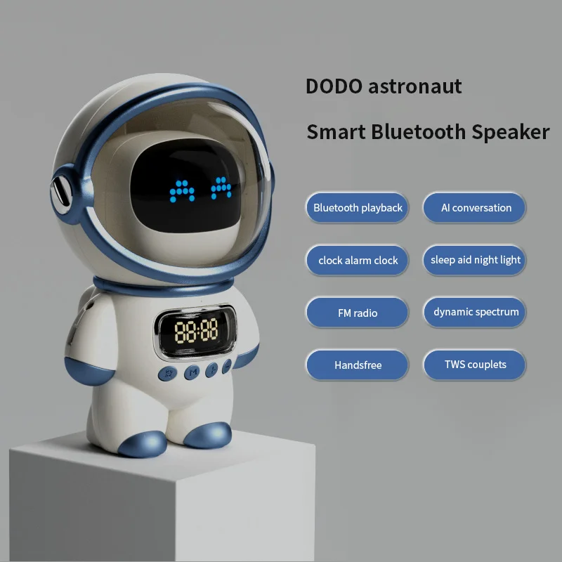 Astronaut Wireless Smart AI Interactive  Audio Alarm Clock Night Light Creative Gifts For Kids Bluetooth Speaker Handfree