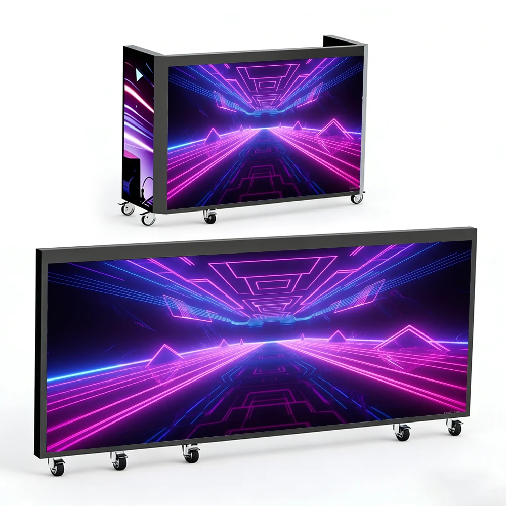 Foldable Full Color 4K IP65 LED Bar Booth Screen Casters Space-saving Fold Design Mobile DJ Counter Display Outdoor Indoor