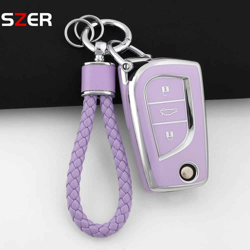 TPU Auto-Klappschlüssel-Hülle für Toyota Auris Corolla Avensis Verso Yaris Aygo Scion TC IM Camry RAV4 Fortuner Hilux